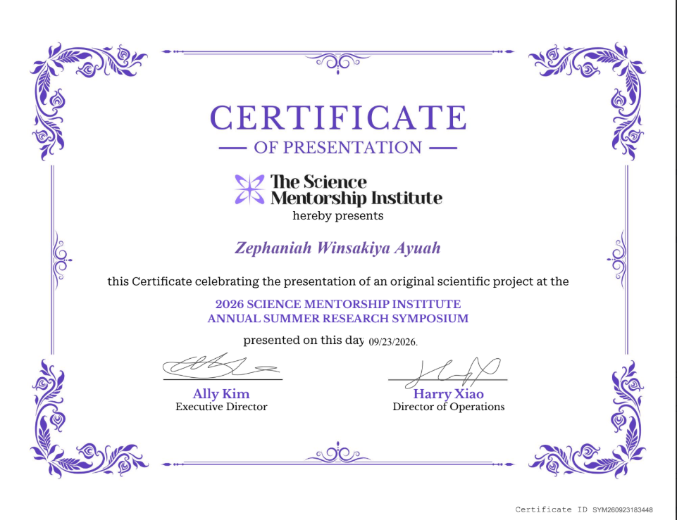 Science Mentorship Institute certificate